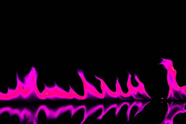 Pink Fire Flames Black Background — Stock Photo, Image