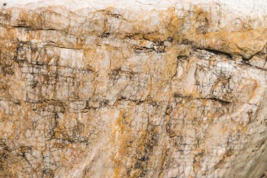 Açık sarı ve gri mermer, doğal desenli ve desenli.