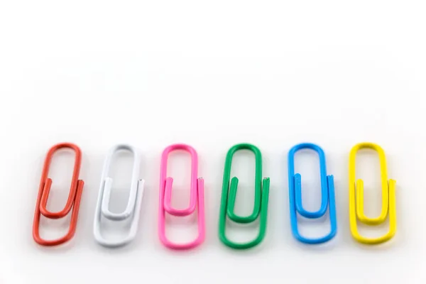 Colorful Paperclips Isolated White Background — Stock Photo, Image