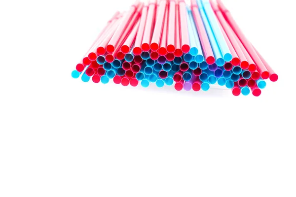 Colorful Straws Difference Color Isolated White Background — Stock Photo, Image