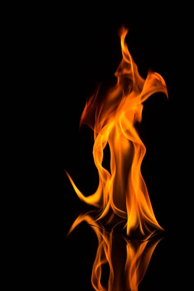 Red Fire Isolated Black Background — Stock Photo, Image