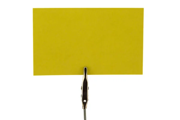 Жовта Візитна Картка Тримачем Білому Тлі — стокове фото