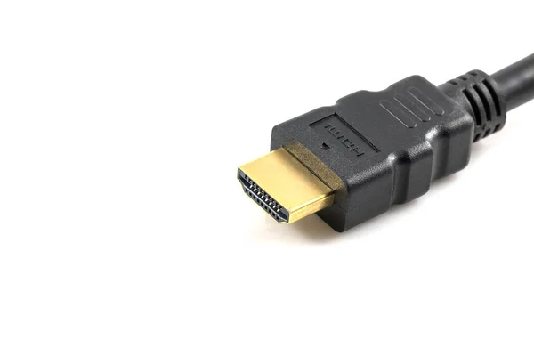 Närbild Gold Hdmi Kabel Isolerad Vit Bakgrund — Stockfoto