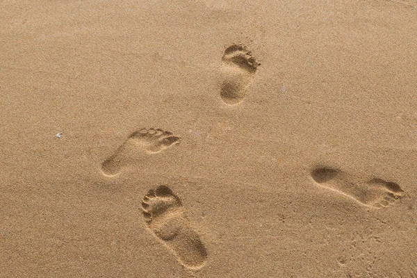 Footprints Lovers Sand Beach Background — Stock Photo, Image
