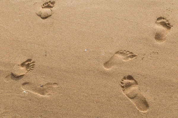 Footprints Lovers Sand Beach Background — Stock Photo, Image