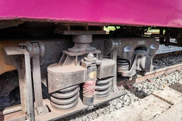 Rotura Rueda Primer Plano Sistema Suspensión Del Tren Diesel —  Fotos de Stock