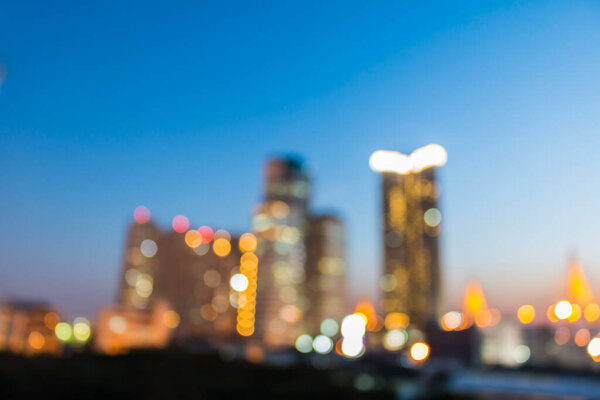Bokeh of city and bridge before sunset background