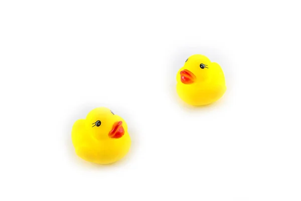 Yellow Toy Rubber Duckling Isolated White Background — Stock Photo, Image