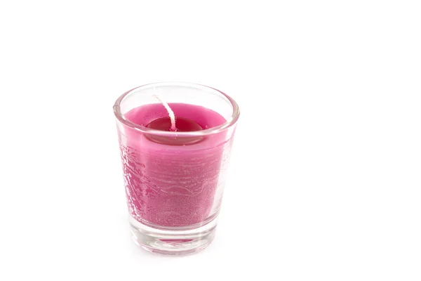 Рожева Свічка Аромату Склі Ізольований Білий Фон — стокове фото