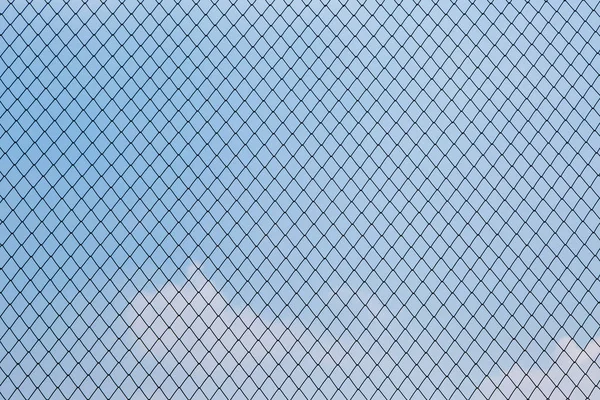 Silhouette Steel Fence Barbed Wire Blue Sky Background — Stock Photo, Image