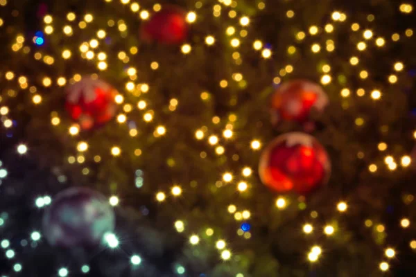 Bokeh Bolas Natal Árvore Natal Com Fundo Leve — Fotografia de Stock