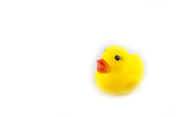 Juguete Amarillo Goma Patito Aislado Sobre Fondo Blanco — Foto de Stock