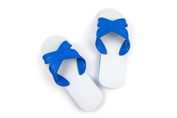 White Blue Slippers Isolated White Background — Stock Photo, Image