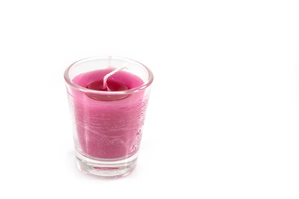 Aroma Rosa Kerze Glas Isoliert Auf Weißem Hintergrund — Stockfoto