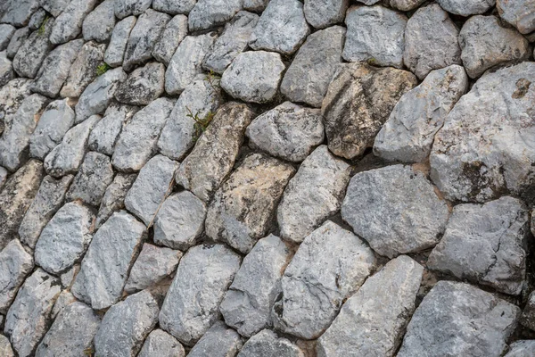 Nahaufnahme Von Gray Starke Steinmauer Textur Verwendung Für Den Hintergrund — Stockfoto