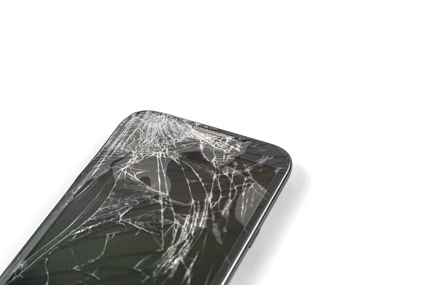 Caída Smartphone Suelo Daño Pantalla Roto Aislado Sobre Fondo Blanco — Foto de Stock