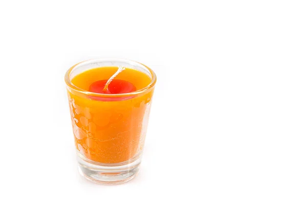 Kerze Aroma Orange Glas Isoliert Auf Weißem Hintergrund — Stockfoto