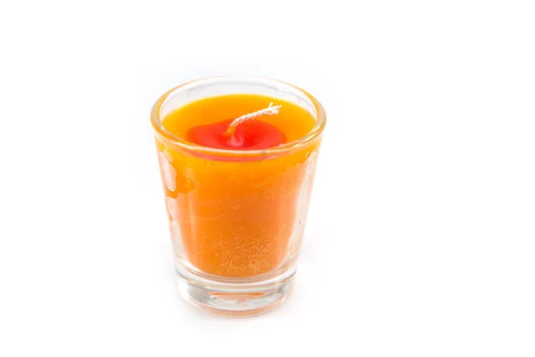 Kerze Aroma Orange Glas Isoliert Auf Weißem Hintergrund — Stockfoto