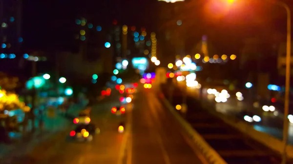 Bokeh Voiture Dans Ville Sur Route Nuit — Photo