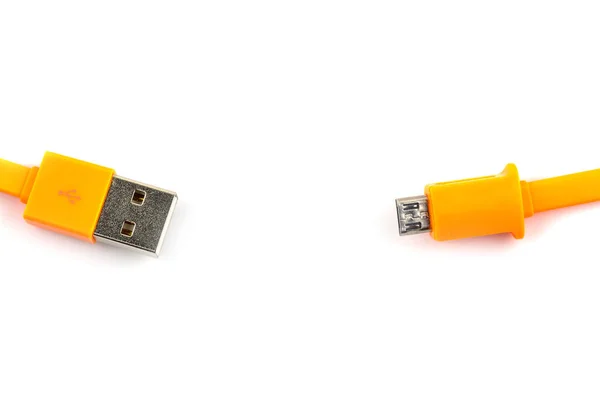 Orande Usb Kabel Plug Geïsoleerd Witte Achtergrond — Stockfoto