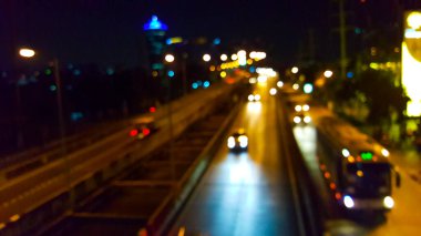 Bokeh of the car in the city on the road night