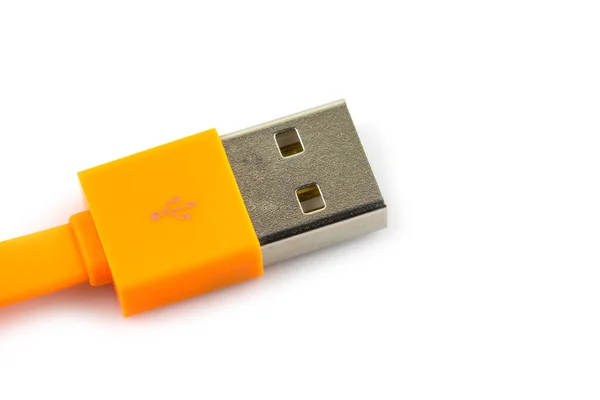 Orande Usb Kabelstecker Isoliert Auf Weißem Hintergrund — Stockfoto