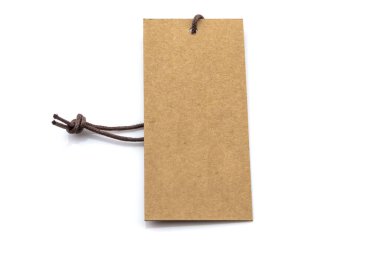 Beyaz arka plan üzerinde izole kahverengi boş etiket