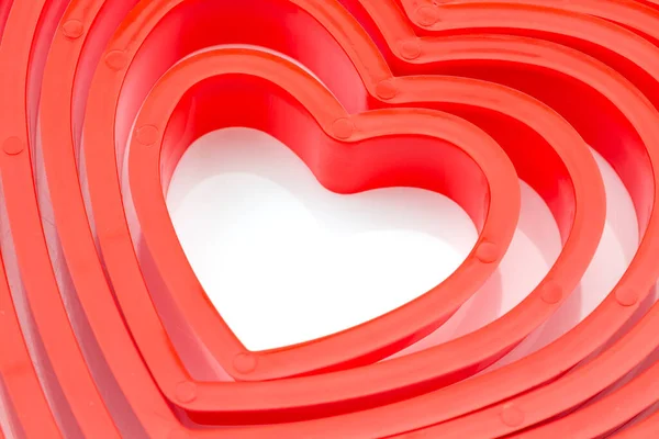 Viel Rotes Herz Auf Weißem Hintergrund — Stockfoto