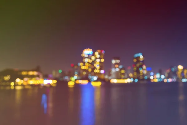 Luz Bokeh Cidade Rio Fundo Noite — Fotografia de Stock