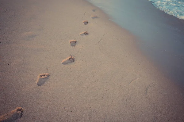 Foot Print Sand Beach Background — Stock Photo, Image