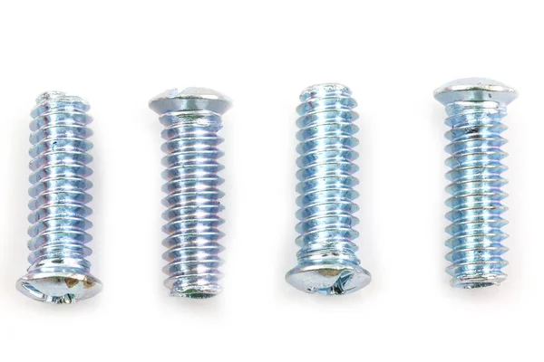 Screwed Screws Nuts Isolated White Background — Stock Photo, Image