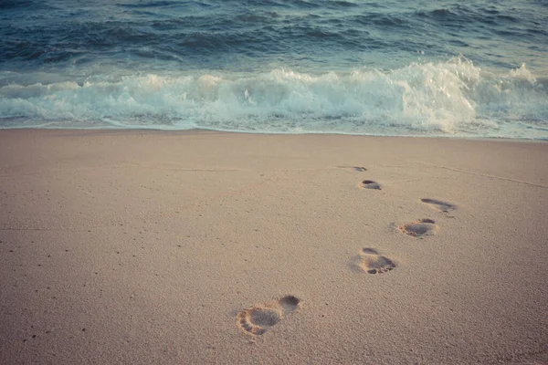 Foot Print Sand Beach Background — Stock Photo, Image