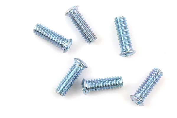 Screwed Screws Nuts Isolated White Background — Stock Photo, Image