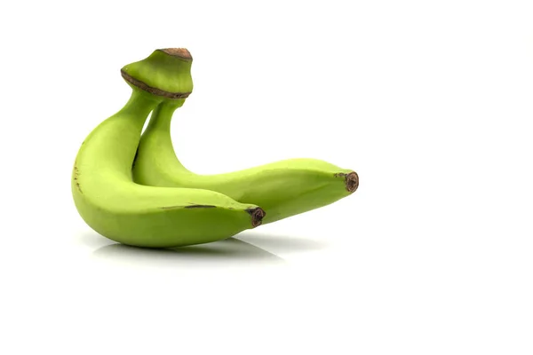 Дві Зелені Банани Ізольовані Білому Тлі — стокове фото