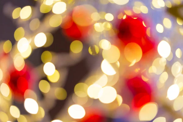 Defocused Abstract Christmas Golden Bokeh Red Color Background — Stock Photo, Image