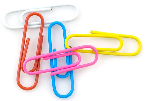 Colorful Paperclips Isolated White Background Stock Photo