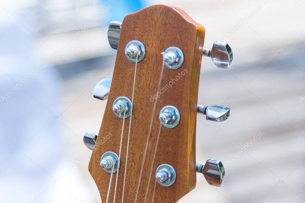 Close up of Guitar strings musical background
