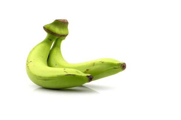 Zwei Grüne Bananen Isoliert Auf Weißem Hintergrund — Stockfoto