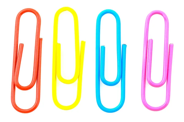 Colorful Paperclips Isolated White Background — Stock Photo, Image