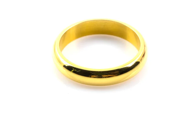 Золотое Обручальное Кольцо Белом Фоне — стоковое фото