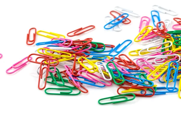 Bunch Colorful Paper Clips Isolated White Background — Stock Photo, Image