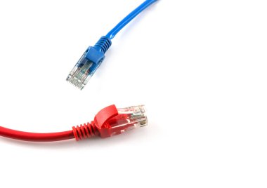 Ağ internet kablosu beyaz arkaplanda izole edildi
