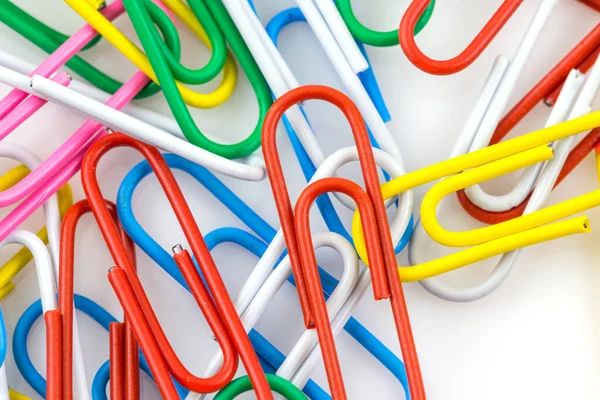 Bunch Colorful Paper Clips Isolated White Background — Stock Photo, Image