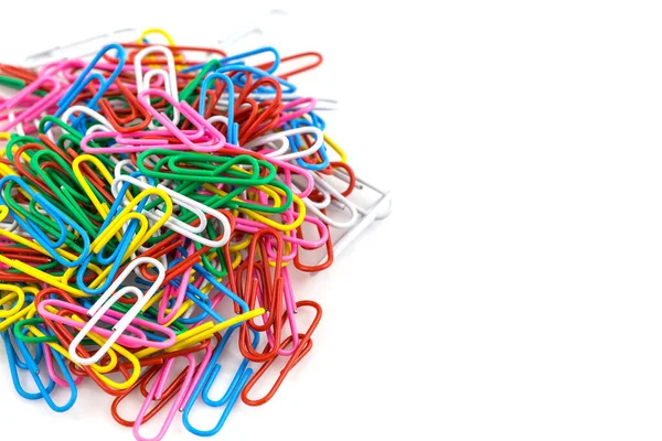 Bunch Colorful Paper Clips Isolated White Background — Stock Photo, Image