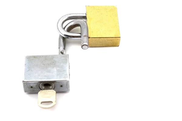 Old Padlock Isolated White Background — Stock Photo, Image