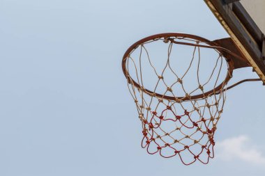 Basketbol potası arka planına yakın çekim