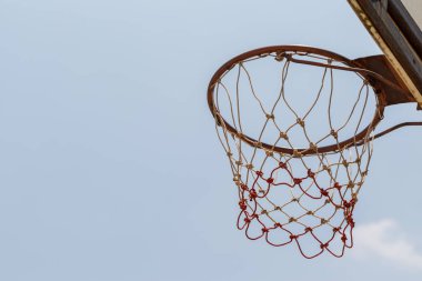 Basketbol potası arka planına yakın çekim