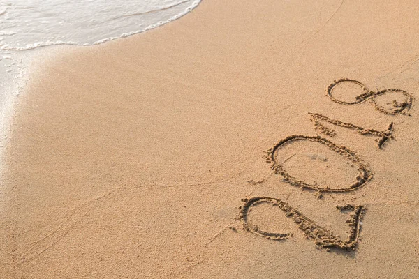 2018 Message Written Sand Beach Background — Stock Photo, Image