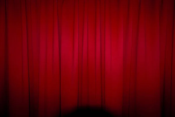 Red Closed Curtain Light Spot Use Background — Stock Photo, Image
