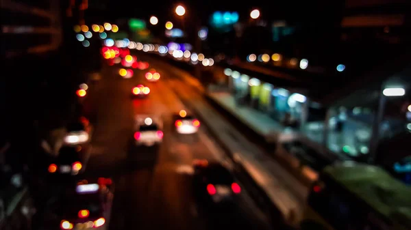 Bokeh Trafikera Stad Bakgrund — Stockfoto